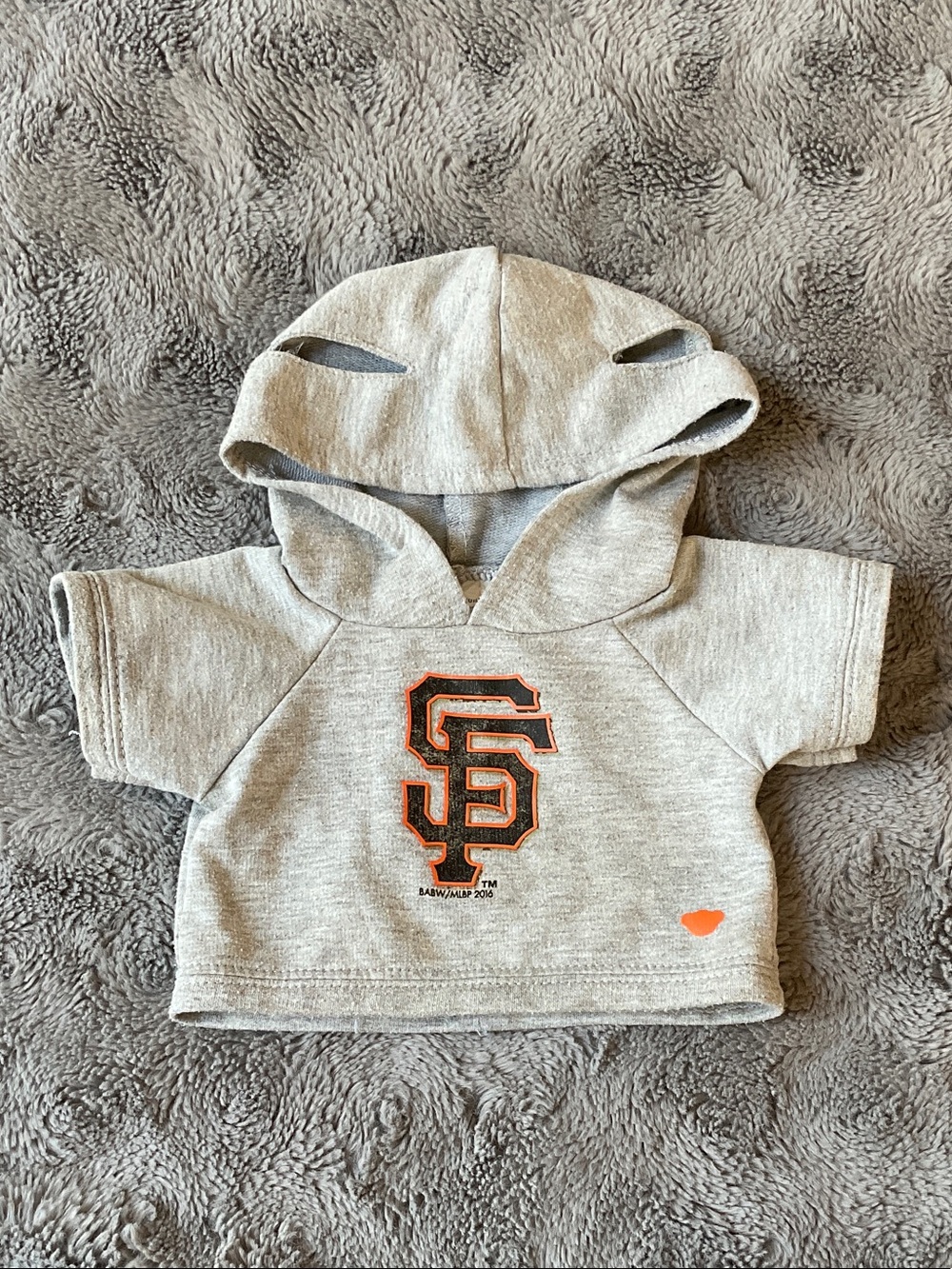 Grey Hooded Tee with Orange-Black SF Logo for Stuffed Animals